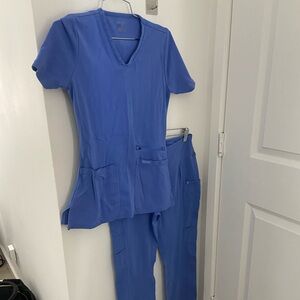 Jaanuu Scrub Top/Bottom XS Ceil Blue